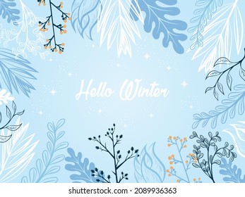 Winter is coming. Snowy night with firs, coniferous forest, light garlands, falling snow, Woodland landscape for winter and new year holidays. Holiday winter landscape. Christmas vector background.