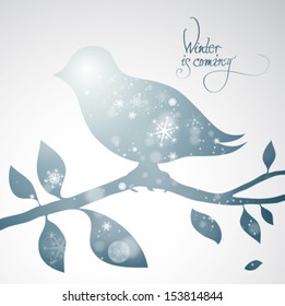 Winter is coming / Surreal illustration of snowy bird