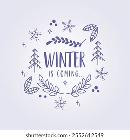 winter is coming typography style illustration vector template background design, winter season text design for wallpaper