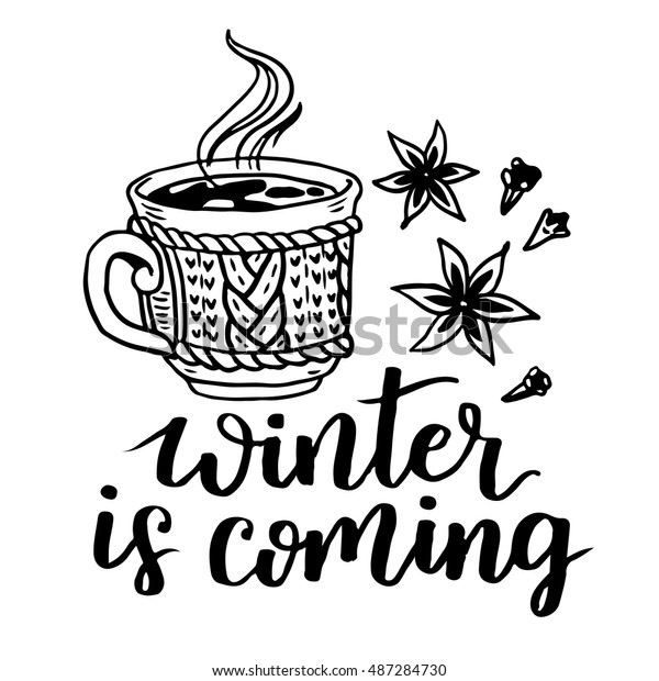 Download Winter Coming Vector Lettering Illustration Hand Stock Vector (Royalty Free) 487284730