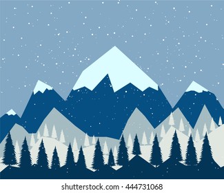 Winter is coming. The white mountain on the blue sky vector