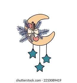 Winterkomposition mit Weihnachtsdekor. Handgezeichnete Vektorgrafik.