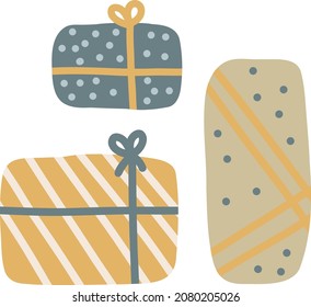 Composición invernal del clipart de Año Nuevo en colores pastel. Ilustración vectorial.