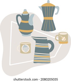 Winter composition of New Year's clipart in pastel colors. Vector illustration.