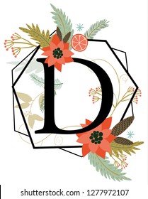 Winter concept alphabet, D