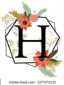 Winter concept alphabet, H