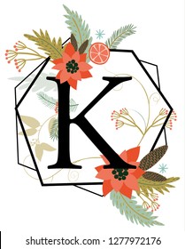 Winter concept alphabet, K