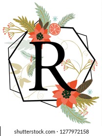 Winter concept alphabet, R