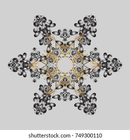 Winter concept. Winter pattern made of snowflake on gray, brown and beige colors. Vector illustration. Flat lay.