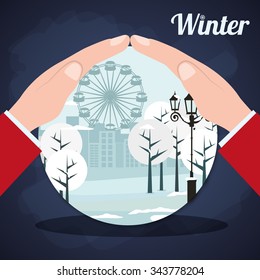 Winter concept with season icons design, vector illustration 10 eps graphic.