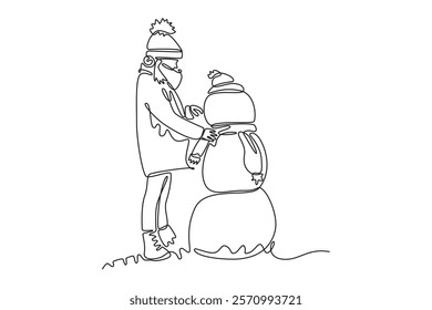 Winter concept. Single line draw design vector graphic illustration.