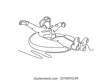 Winter concept. Single line draw design vector graphic illustration.