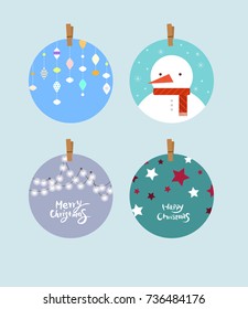 Winter concept tags and images set