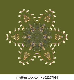 Winter concept. Vector illustration. Flat lay. Winter pattern made of snowflake on colorful background.