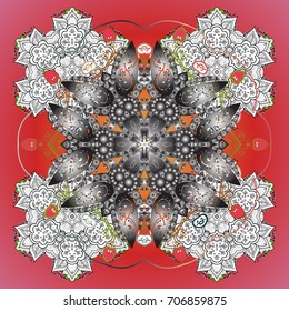 Winter concept. Vector illustration. Flat lay. Winter pattern made of snowflake on colored background.