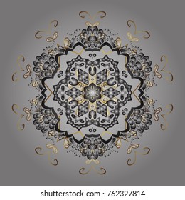 Winter concept. Vector illustration. Flat lay. Winter pattern made of snowflake on gray, brown and white colors.