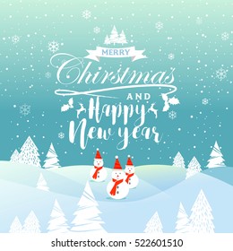 Winter Concept Vector and Merry Christmas, Happy New Year 