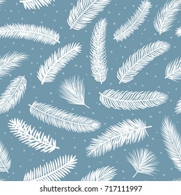 winter conifer fir pine tree branches seamless pattern
