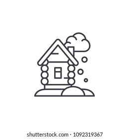 Winter cottage linear icon concept. Winter cottage line vector sign, symbol, illustration.