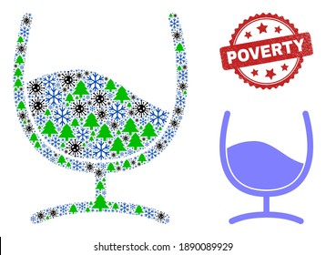 Winter Covid combination white wine glass, and dirty Poverty red rosette stamp. Mosaic white wine glass is done from Covid, green tree, and snowflake items. Red Poverty stamp uses rosette form.