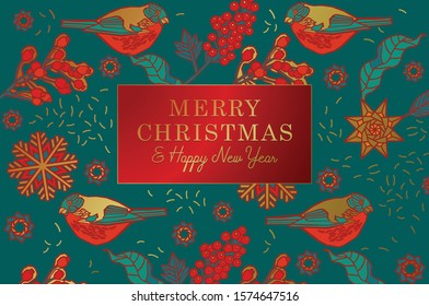 Winter cozy illustration. Christmas decorative background. Vector.
