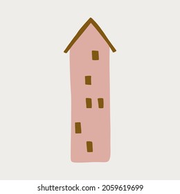 winter cozy illustration featuring decorative abstract cute houses