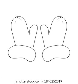 Winter Cozy mood concept. line art female or male mittens silhouette. For your creative design. Outline abstraction. Modern Hand drawn vector illustration isolated on white
