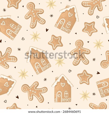 Winter cozy seamless pattern. Merry Christmas print. Vector.