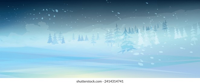 Winter. Creative vector banner. Frosen forest. 
