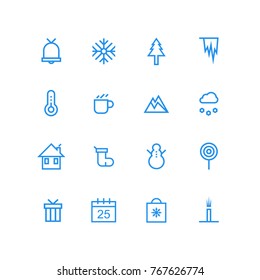 winter cristmas line icon set