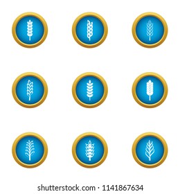 Winter crops icons set. Flat set of 9 winter crops vector icons for web isolated on white background