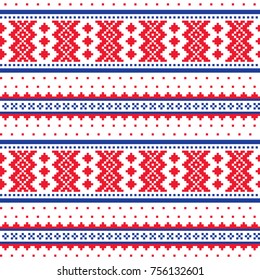 Winter Cross-stitch Vector Pattern Inspired By Sami People Folk Art In Lapland - Scandinavian, Nordic Style