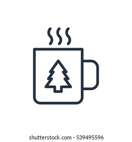 winter cup line web icon on white background