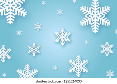 Winter cut paper background with Snowflakes