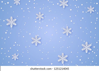 Winter cut paper background with Snowflakes