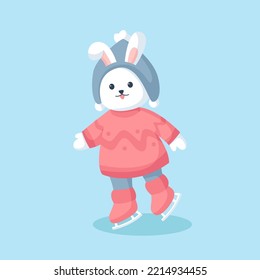 Winter Cute Bunny Character Design Illustration
