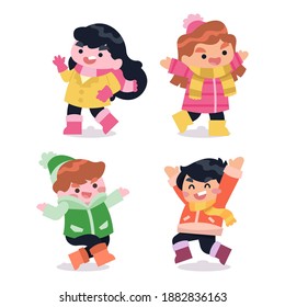 Winter cute children vector illustration