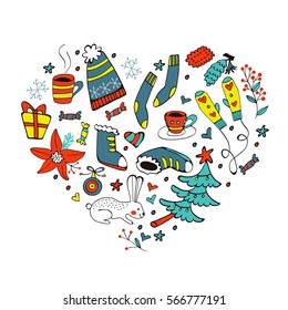 Winter cute hand drawn card