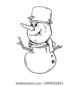 winter cute snowman - vector illustration