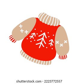 Winter cute sweater. Christmas clothes. New year. Vector hand drawn icon