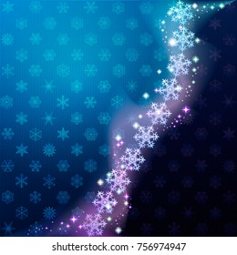 Winter dark background with snowflaks. Vector illustration.