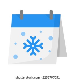 Icono de fecha de invierno en vector de estilo plano, icono de calendario, icono de invierno, temporada