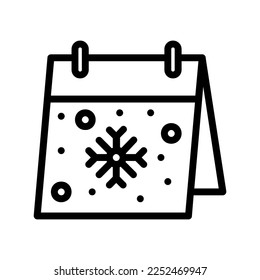 Winter date in outline style vector | Winter icon | Snowflake vector | Calendar icon