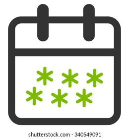 Winter Date vector icon. Style is bicolor flat symbol, eco green and gray colors, rounded angles, white background.