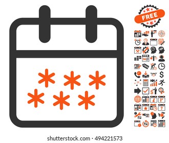 Winter Day icon with bonus calendar and time management pictograph collection. Vector illustration style is flat iconic bicolor symbols, orange and gray colors, white background.