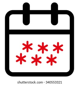 Winter Day vector icon. Style is bicolor flat symbol, intensive red and black colors, rounded angles, white background.
