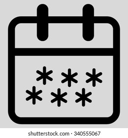 Winter Day vector icon. Style is flat symbol, black color, rounded angles, light gray background.