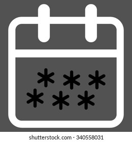 Winter Day vector icon. Style is bicolor flat symbol, black and white colors, rounded angles, gray background.
