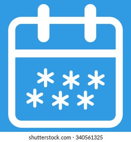 Winter Day vector icon. Style is flat symbol, white color, rounded angles, blue background.