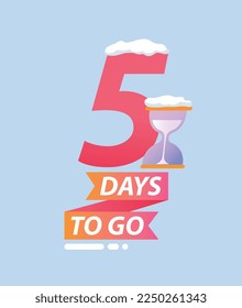Winter days to go 5. Sticker for social networks and instant messengers. Special offer for regular customers and clients. Interface for programs and applications. Cartoon flat vector illustration